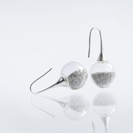 dangle earrings - silver micro-bead